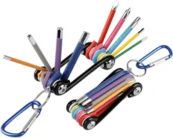 Mini Bike Repair Set Cycling Bicycle MTB Multi Screwdriver Hex Key Portable 9 in 1 Folding Wrench Set for Mechanic Maintenance