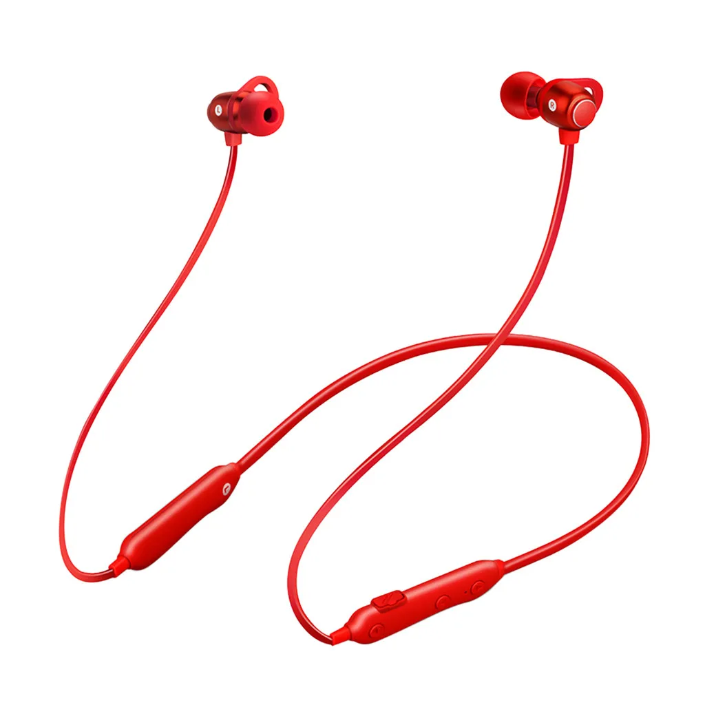 red Продукты Bluetooth магнитные шейные наушники Беспроводная гарнитура HiFi стерео микрофон наушники Поддержка дропшиппинг - Цвет: red