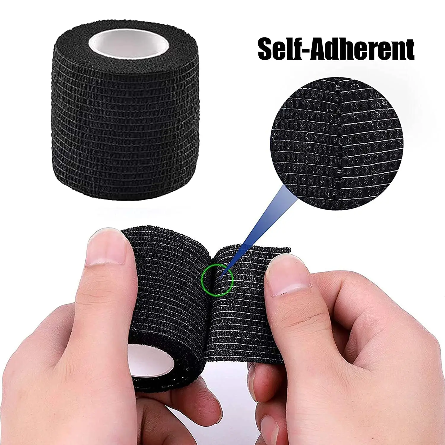 Athletic Bandage Tattoo Grip Cover 48/24/12/6/3/2pcs Black Tattoo Grip Tape Self-adhesive Elastic Wraps