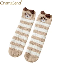 1 пара теплых мягких флисовых носков с милыми мордочками животных женские толстые носки для сна женская домашняя обувь для девочек, Meias 9Nov