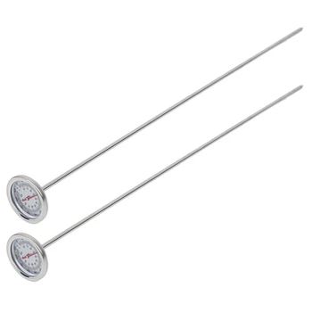 

2Pcs 20 Inch 50cm Length Compost Soil Thermometer Premium Food Grade Stainless Steel Metal Measuring Probe Detector