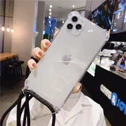 Transparent Soft Phone Case with Crossbody Necklace Cord Lanyard - 7 or 8 SE (F)