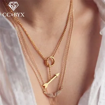 

CC Pure Silver 925 Necklaces Pendants For Women Fashion Jewelry Elegant Arrow Shape Statement Simple Design Accessories CCN313