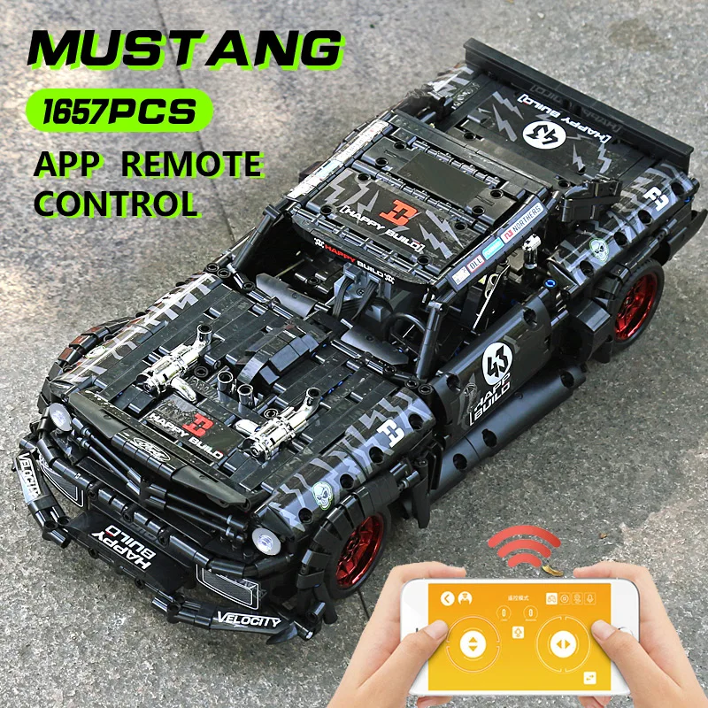 MOC 22970 светодиодный RTR V2 Кирпичи Модель Совместимость город техника RC Mustangsed Hoonicorns