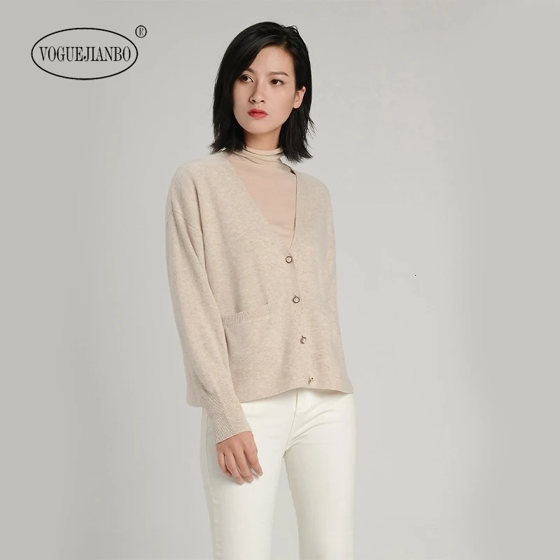 Spring 2020 new temperament buckle knitted cardigan women's V-neck 100% pure wool women's clothing maglioni donna ropa mujer