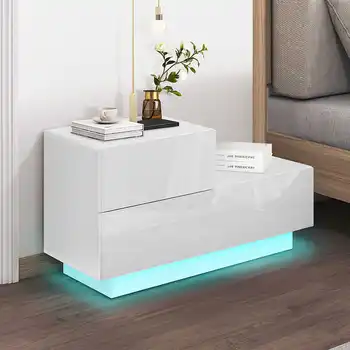 

Multifunction Luxury LED Nightstands Night Tables Bedside Cabinet Drawers Bedside Table Home Bedroom Furniture Meubles