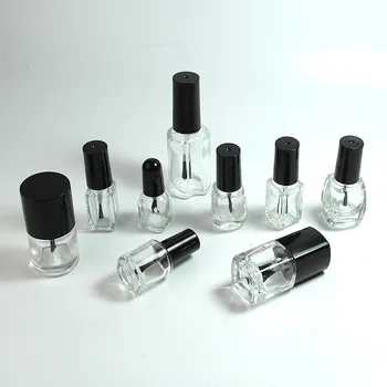 

3/5/10/15ml Empty Nail Polish Glass Bottle Clear Portable Uv Gel Container Refilled Storage Box Square Round Makeup Tube Brush