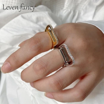 

Japan Korea Style Sterling Silver 925 Line Ring Minimalist Cz Micro Paved Zircon Ring Geometric Jewelry Women Party Gift