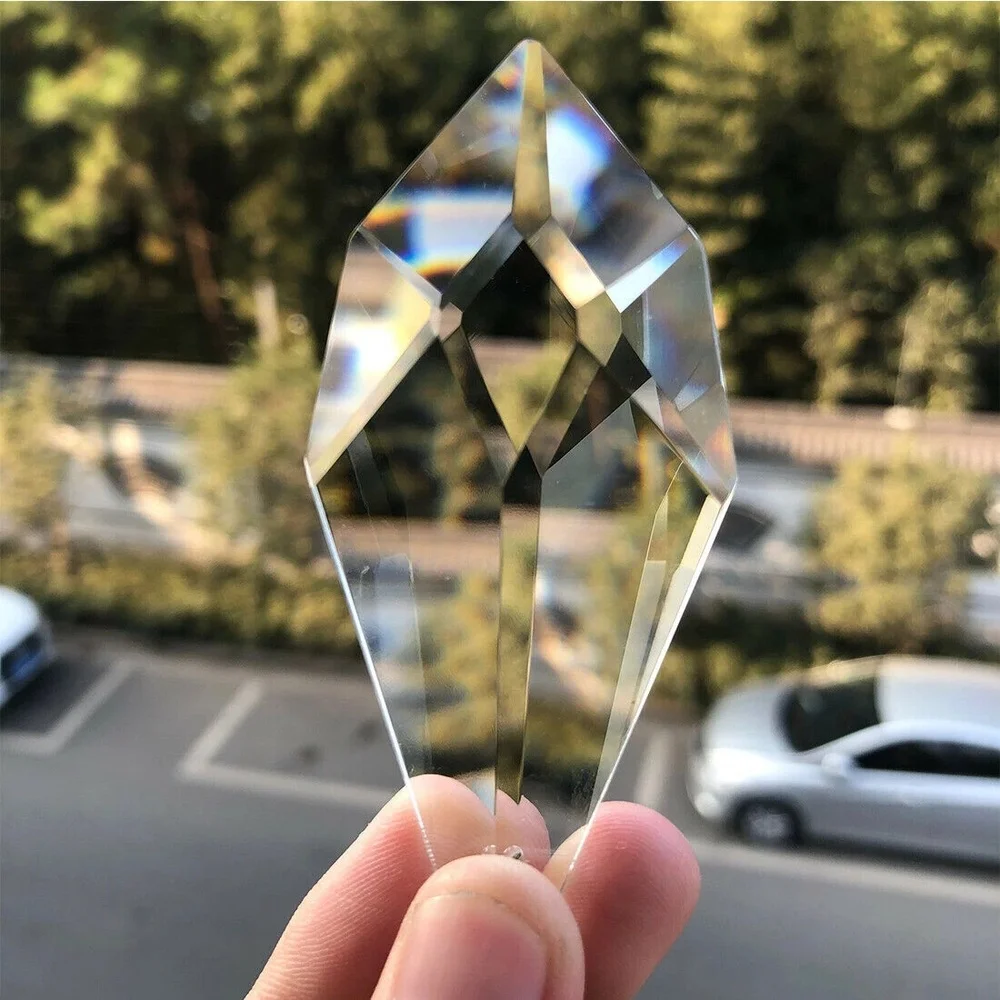 Crystal Sun Catcher K9 Crystal Prism Clear Faceted Glass Arrow Chandelier Crystal Hanging Ornaments DIY Suncatcher Pendants Rainbow Maker