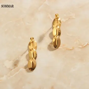 

SOMMAR 2020 Hot New Gold color Female Friend stud earrings geometric and drop leaf women earrings sport