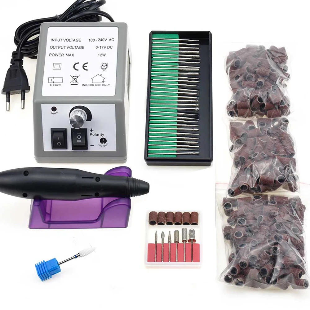 

Nail Drill Machine Set 300Pcs Sanding Band Professional Milling Manicure Machine Set Kits Nail Art Tool Ceramic Nail drill Bit