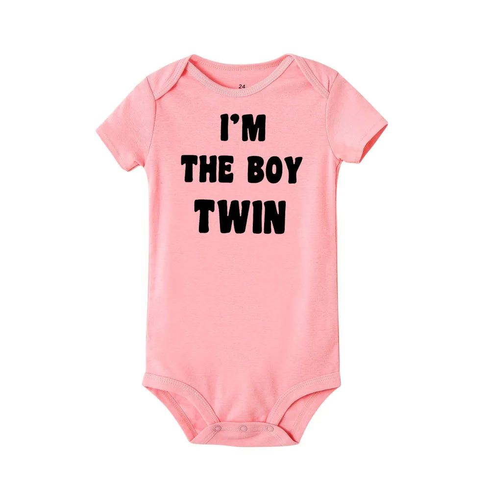 1 предмет, новая одежда для Близнецов с надписью «I Am The Girl» для маленьких мальчиков и девочек Комбинезон для близнецов для мальчиков и девочек, детская хлопковая одежда комбинезон, комбинезон - Цвет: RK54-SRPPK-