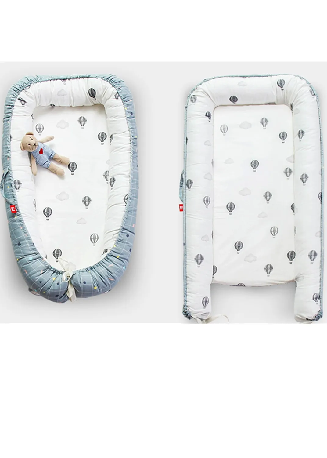 Симпатичная Двусторонняя переносная детская кроватка с двусторонним принтом для новорожденных, бионическая маточная кровать для путешествий, детская кроватка с одеялом