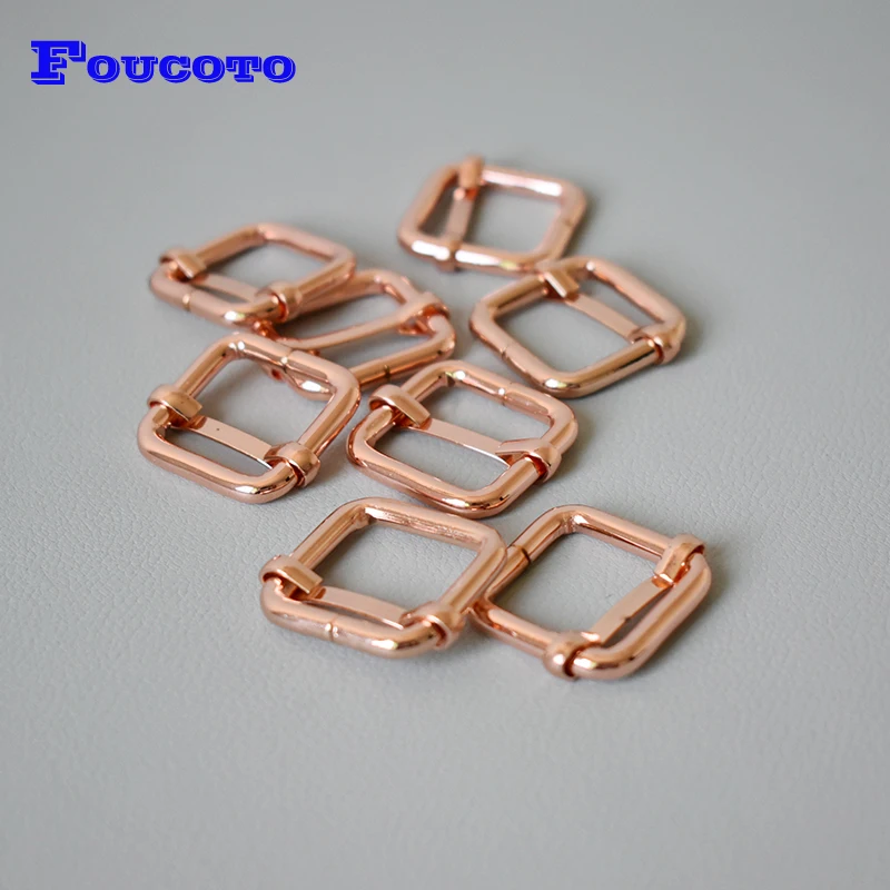 

10Pcs/Lot Metal Adjustable Buckle For Webbing 20mm Belt Buckles Handbag Bag Dog Collars Plated Metal Buckle-Rose Gold