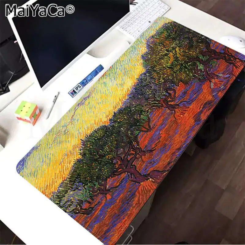 Lock Edge 40X90cm MaiYaCa нескользящий ПК Ван Гог резиновая мышь Прочный Коврик для мыши на стол большой коврик для мыши клавиатуры коврик - Цвет: Lock Edge 40X90cm