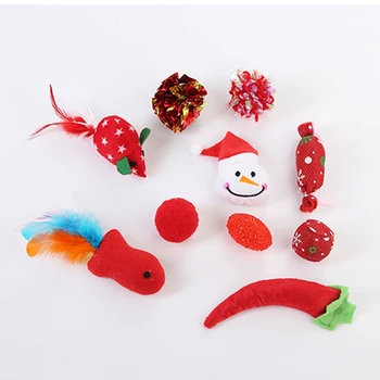 

10Pcs/lot Rabbit Fur False Mouse Pet Cat Toys Feather Rainbow Ball Toy Cayts Mini Funny Playing Toys For Cats Kitten Christmas