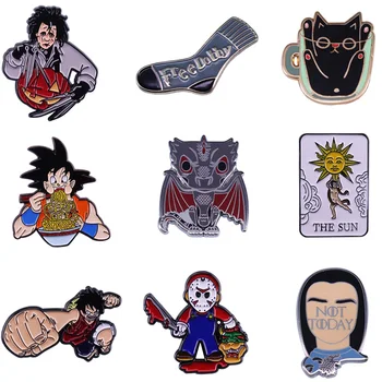 

12pcs/lot E2081 Enamel Pin Anime Brooch Collection Metal Horror Movie Lapel Pin Badges for Backpack for Jewelry