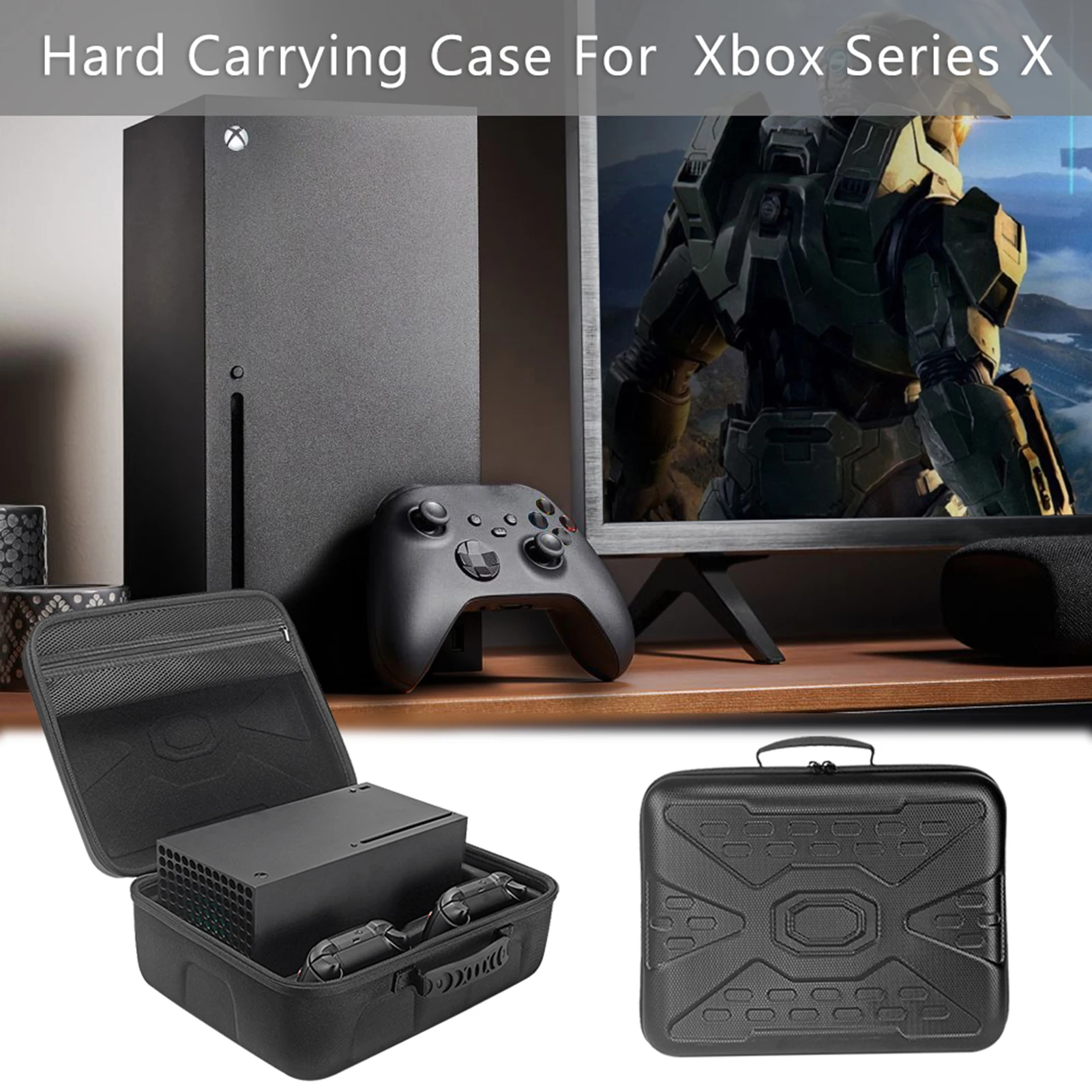 

Сумка для хранения игровой консоли для Xbox серии X, защитный чехол, сумка для игровой системы из ЭВА, сумка для переноски, дорожная сумка, аксессуары для переноски