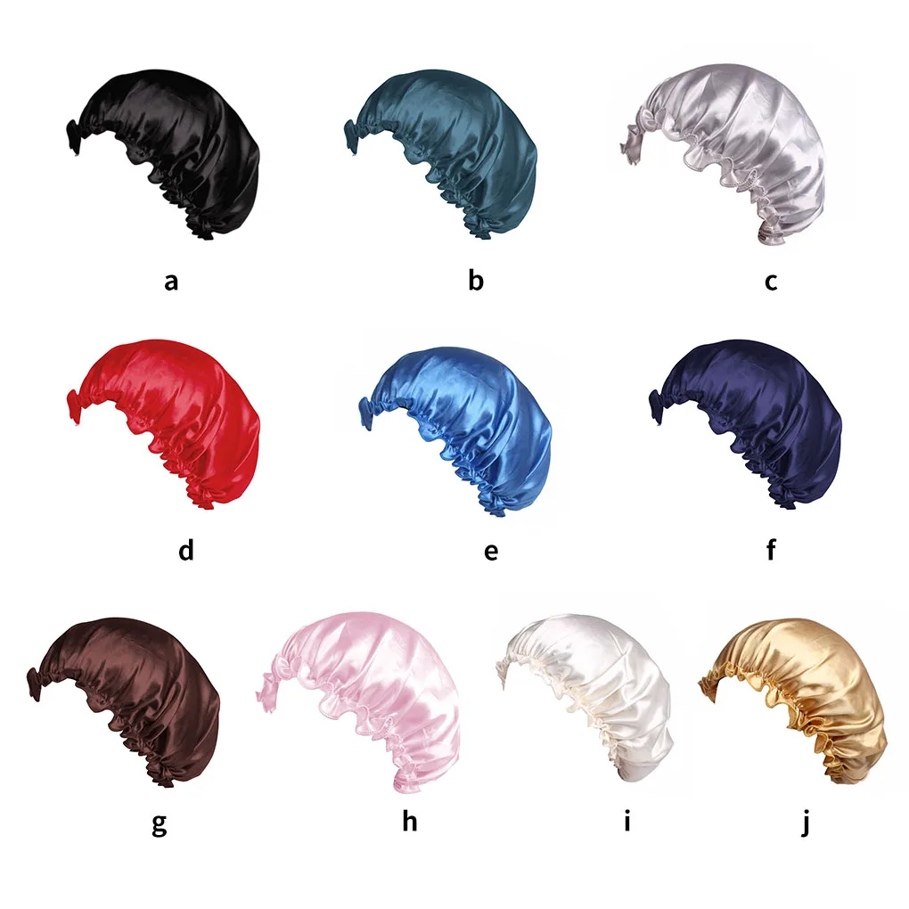 Gorro De descanso Unisex De satén para adultos, gorro De dormir liso, para el cuidado del cabello, 1 unidad