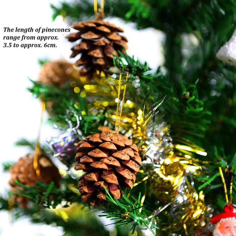 

24 Pieces Pine Cones Ornament Natural PineCones With String Pendant Crafts for Gift Tag Tree Party Hanging Decoration