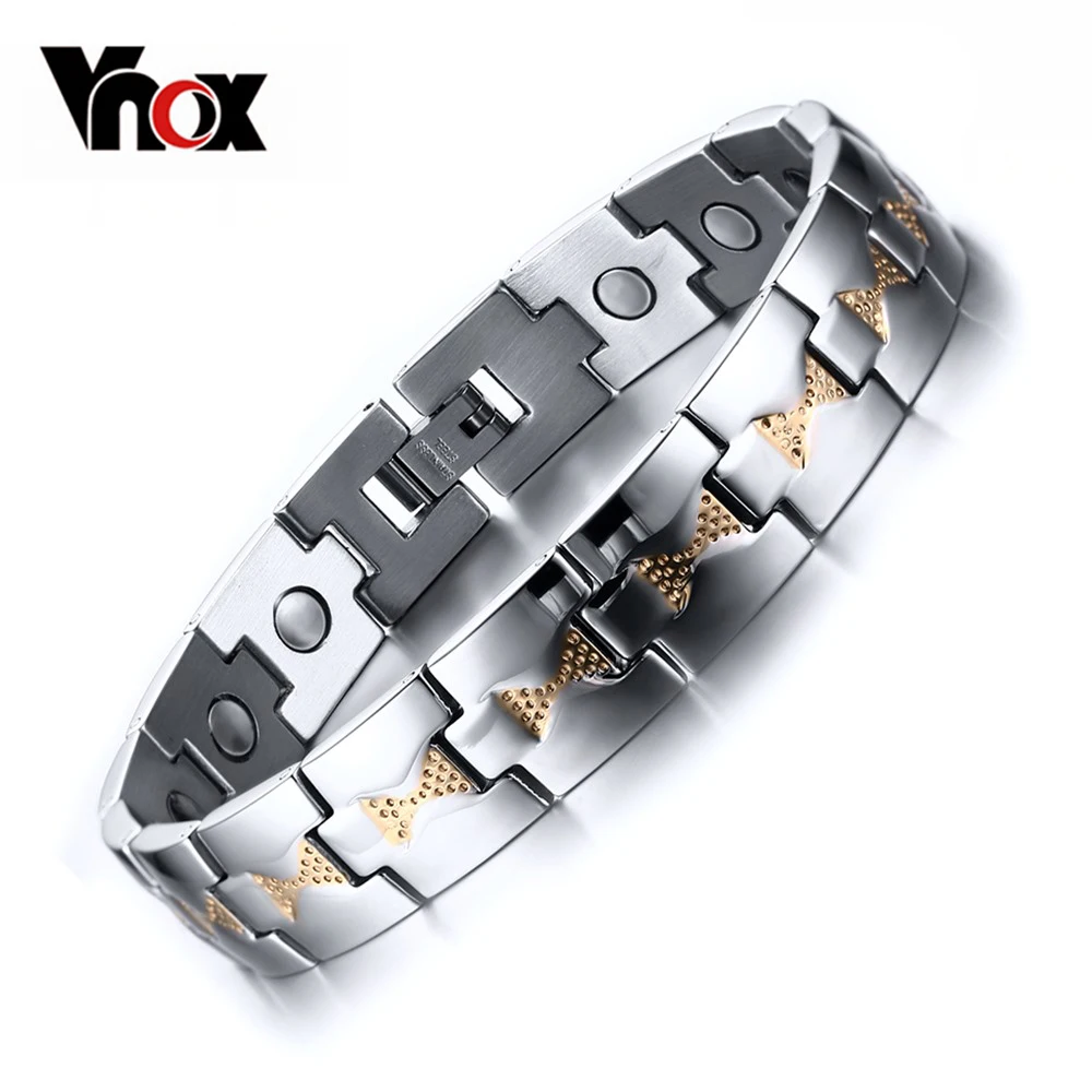 Vnox Здоровье и гигиена магниты Для мужчин браслет регулируемый Длина Нержавеющая