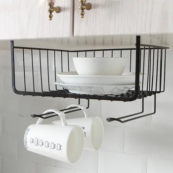 

Kitchen Storage Bin Under Shelf Wire Rack Cabinet Basket Organizer Holder Stand Multifunction Storage Basket rangement cuisine