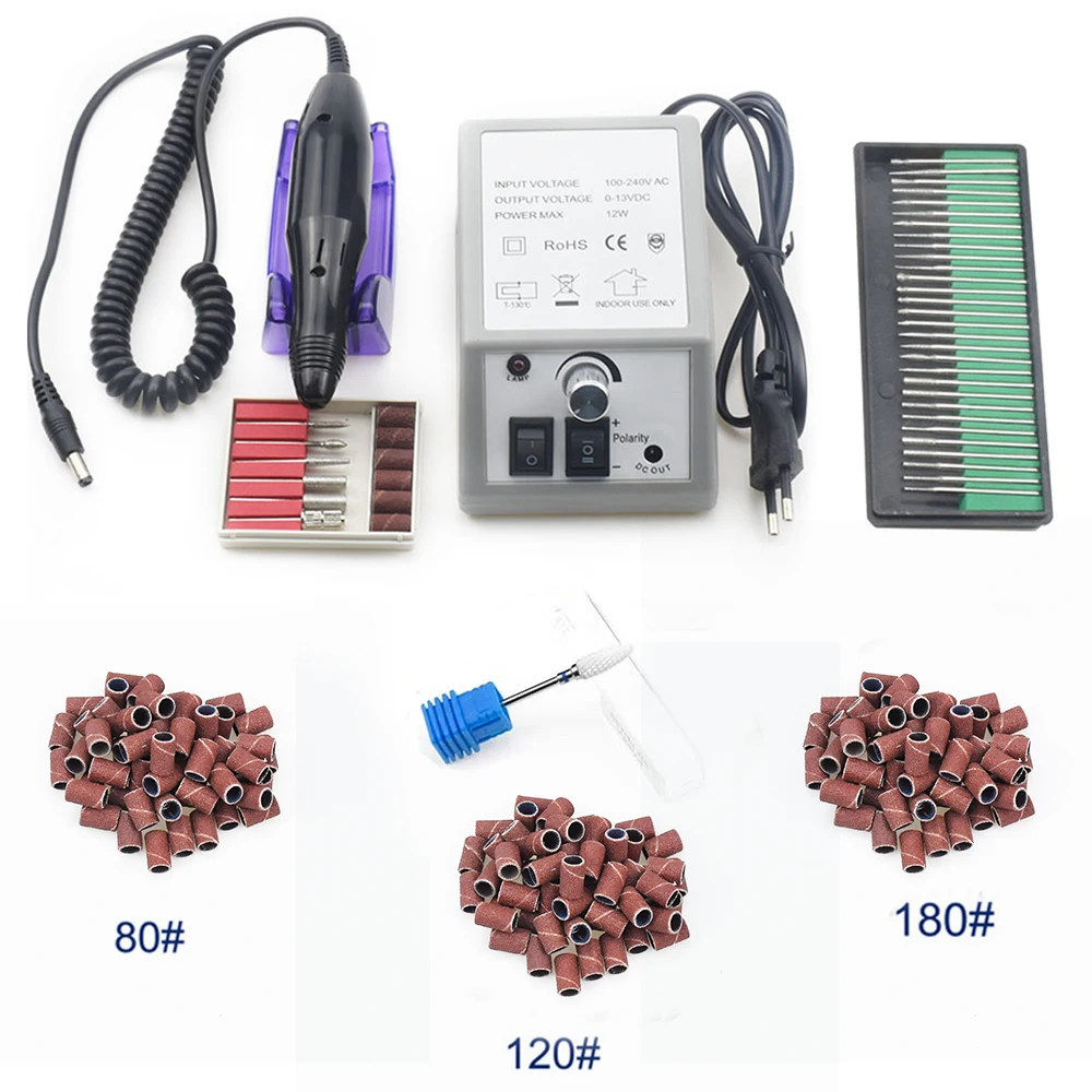 

12/6W 20000RPM Electric Nail Drill Machine Manicure Pedicure Drill Milling Manicure Nail Equipment Set Nail File nail drill bit