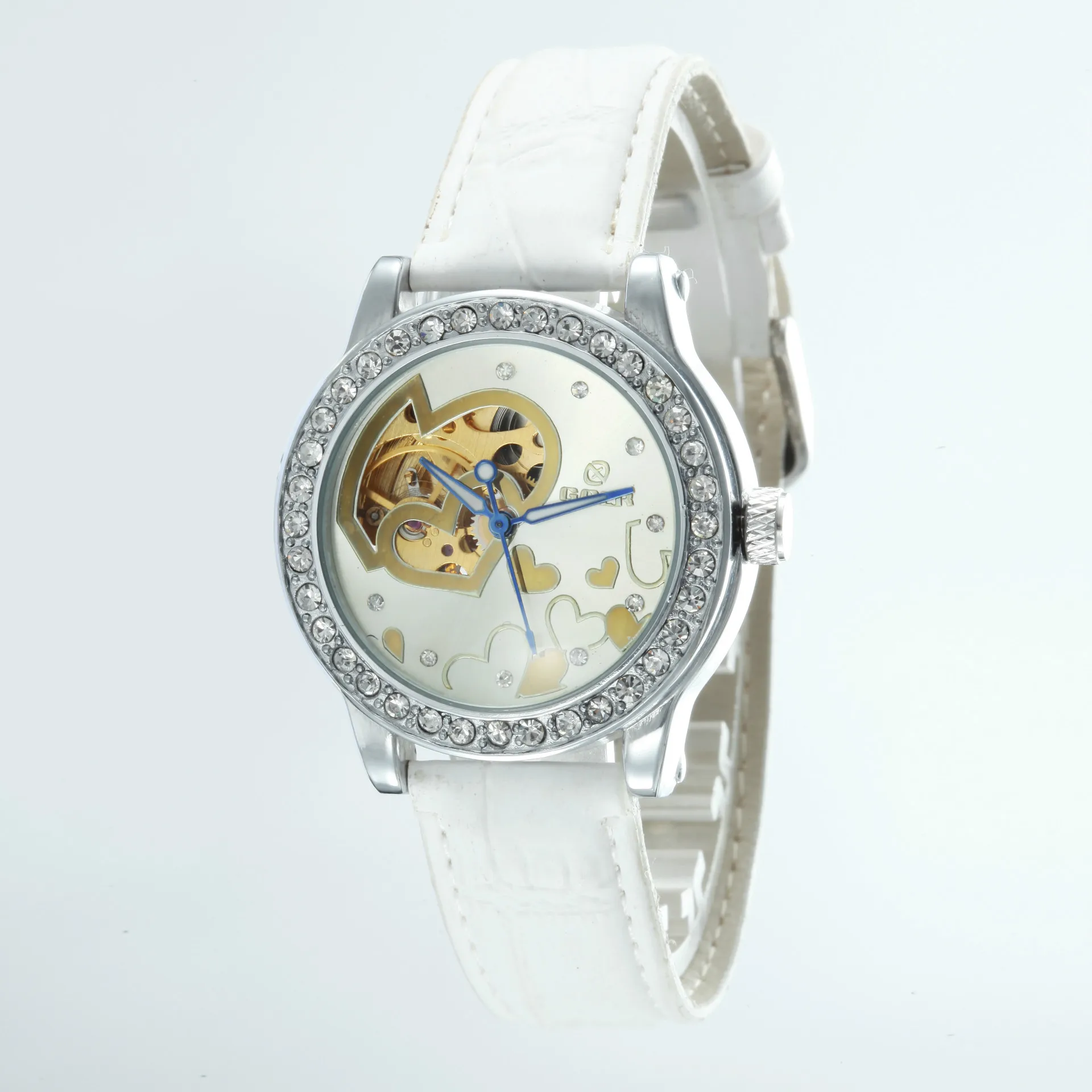 

Gao'er Brand Table Leather Watch Fully Automatic Machinery Hollow out Business Retro Watch