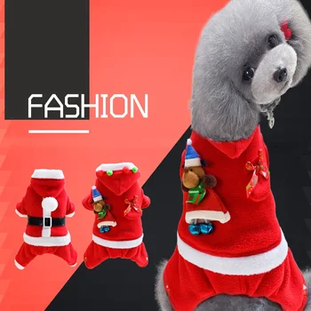 

Pet clothes classic Santa Claus dog clothes warm small and medium-sized dog sweater cute Christmas dog cotton coat
