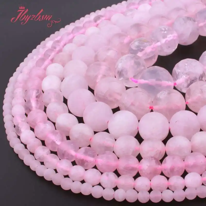 

Natural Roses Quartz Round Faceted Beads Loose 6/8/10mm Natural Stone Beads For DIY Necklace Bracelet Jewelry Making Strand 15"