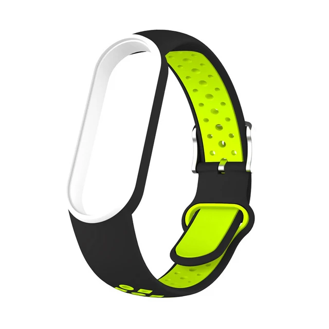 Belt For Xiaomi Mi Band 5 6 Two-color Silicone Bracelet Sport Breathable Strap For Miband 5 Miband6 Replacement Wristband black green
