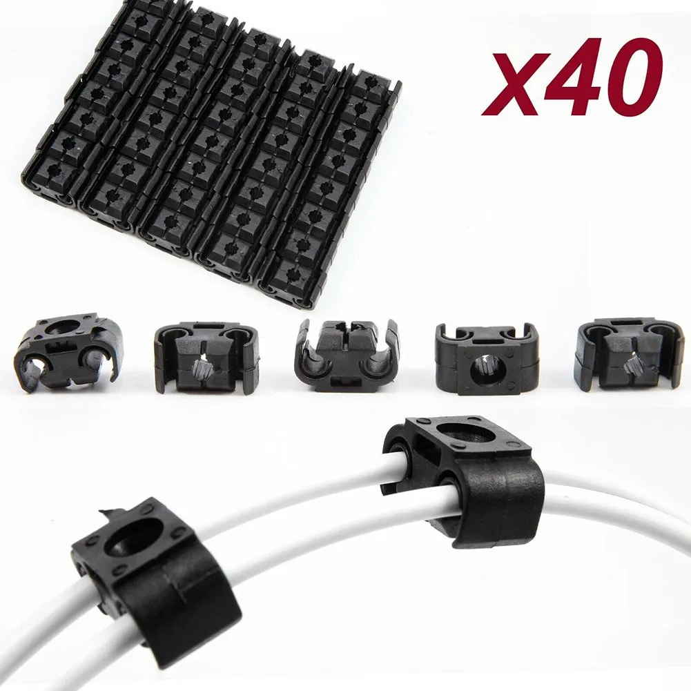 

40pcs Double Brake Line Clips Brake-Line Holder 4.75mm Black Plastic Auto Fastener Suitable For SKODA A4/S4/ A6/A8 /S8 /RS4