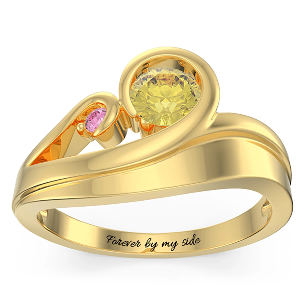 Sweey дропшиппинг персонализированные Swirling Promise кольцо с камнем рождения на заказ элегантное гравированное женское кольцо