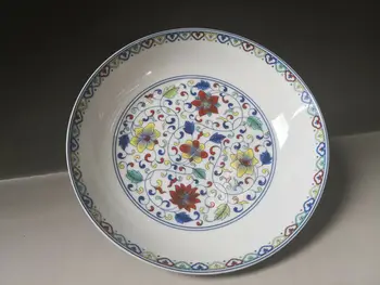

Chinese Old Porcelain Blue And White Porcelain Plate Painting Flowers Home Furnishing