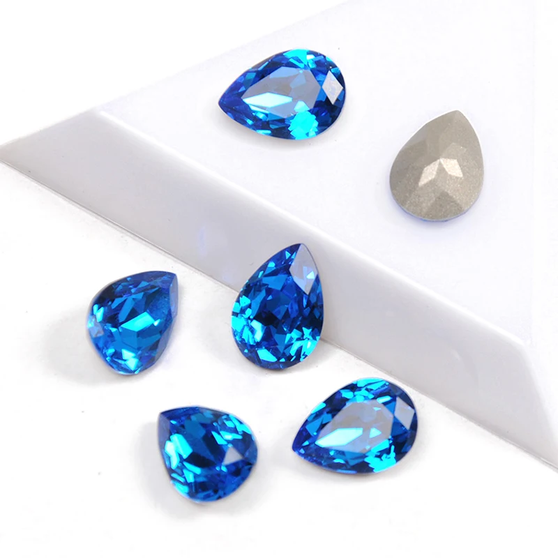YANRUO 4320 Drop Capri Blue Sew On Drop Rhinestones Pointback DIY Craft Gmes Drolet Crystals Wedding Dress