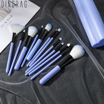 

Dinorag 12Pcs Makeup Brush Portable Foundation Powder Blush Eyeshadow Heart-shaped Bucket Cosmetic Soft Major Makeup Tools