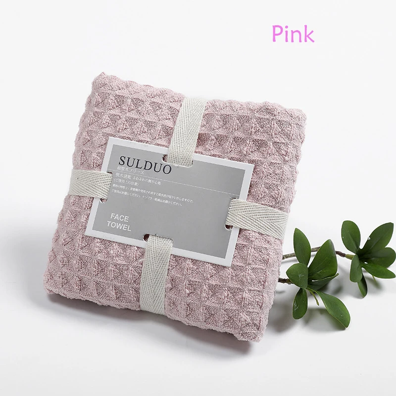 YIANSHU High Quality Towels Solid Color Waffle Household Soft Breathable Absorbent Bathroom Towels Kitchen Cleaning Towel - Цвет: pink