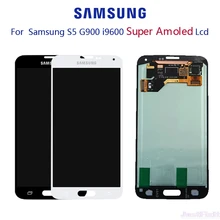 Original Super AMOLED Für SAMSUNG Galaxy S5 G900F G900H LCD display Touchscreen Digitizer Montage mit Klebstoff