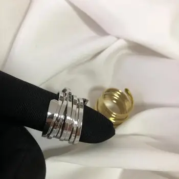 

multi-layer ring with red net 18 new European and American fashion simple personality gold and silver double-color ring