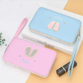 

Women's Rabbit Ears Zipper Wallet Pu Leather Long Purse Multifunction Money Coin Phone Bag Female Card Holder Clutch Carteira