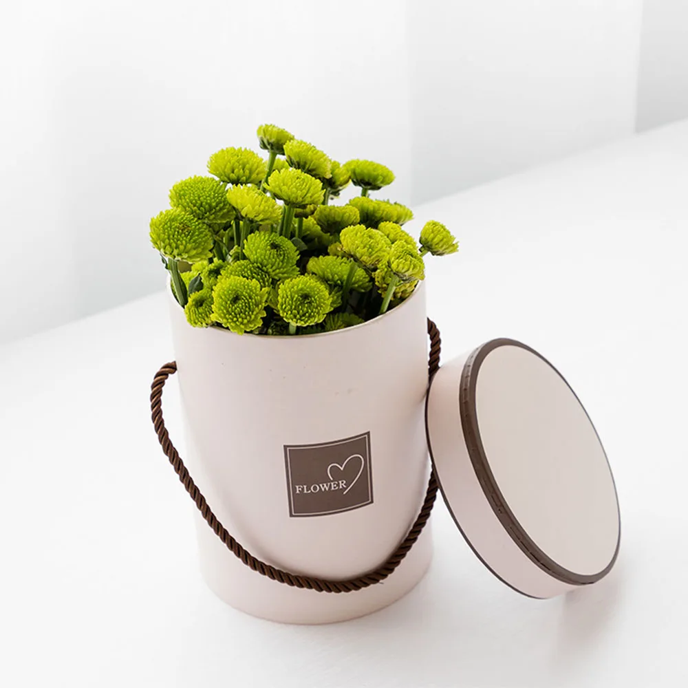 

Handheld Flowers Bouquet Birthday Valentine Lolvely Mini Paper Packing Box Case With Lid Hug Bucket Florist Gift Storage Boxes