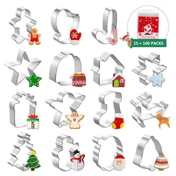 

15pcs Rustproof Stainless Steel Sharp Biscuit Moulds Gingerbread Man Cutters Cookie Cutters For Christmas Baking Homemade Food