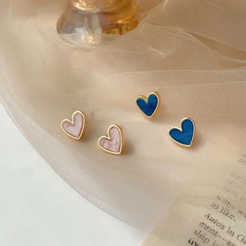 Pink Love Earrings No Hole Ear Clips Blue Heart Clip Earring Without Piercing Minimalist Earrings Jewelry CE1194 ear clip earrings clip earrings ear clip