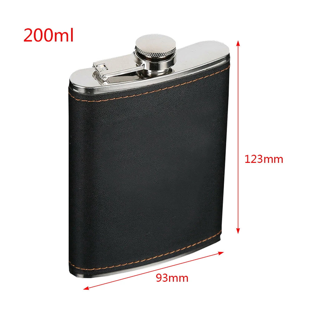 Black 200ml Мини бутылка вина из нержавеющей стали 7 унций/8 унций/9 унций из искусственной кожи поверхность бедра фляга Портативный Путешествия алкоголь виски Бутылка Ликера - Цвет: Black 200ml