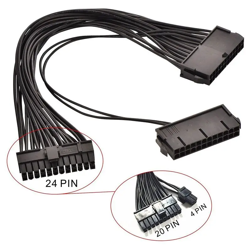Горячая питания сплиттер, двойной PSU кабель адаптер 24 Pin 20+ 4 Pin ATX адаптер материнской платы удлинитель Двойной 24-контактный Майнинг Ada
