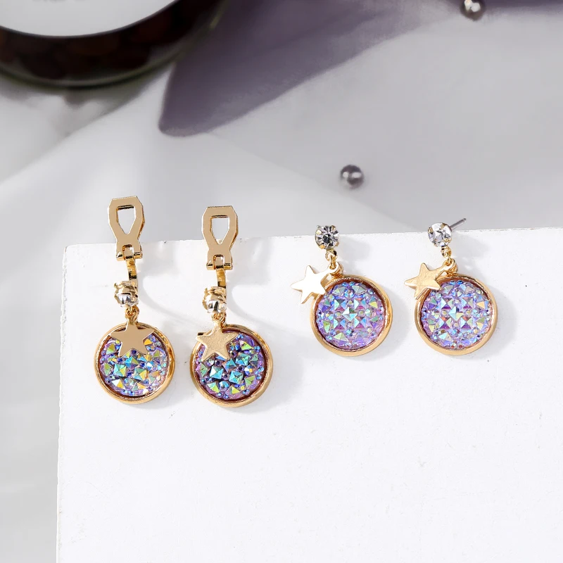 Ethinic New Arrival Drop Earring For Women Korean Cute 2 Style Shine Star Handmade Appointment Date Gift Jewelry | Украшения и
