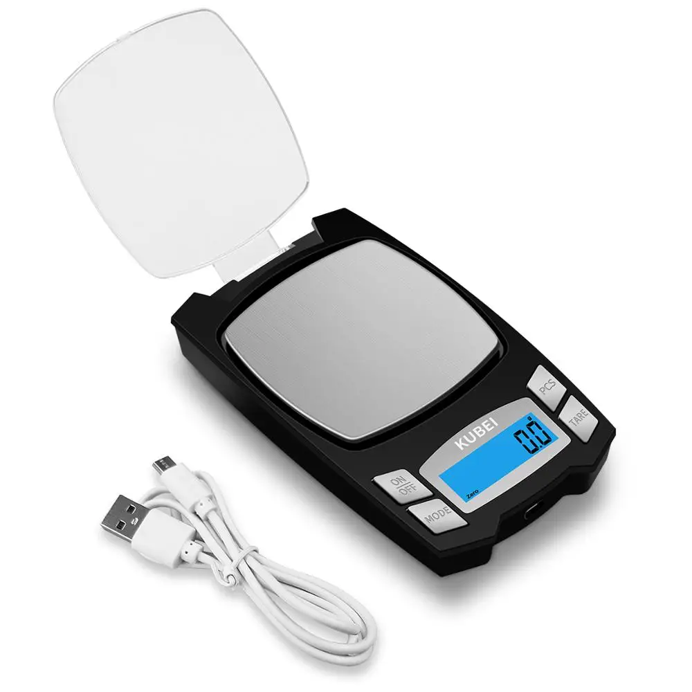 

KUBEI 1000g-0.1g/500g-0.01g USB Charging LCD Digital Pocket Scale For Medicine Powder Precision Electronic Jewelry Scale