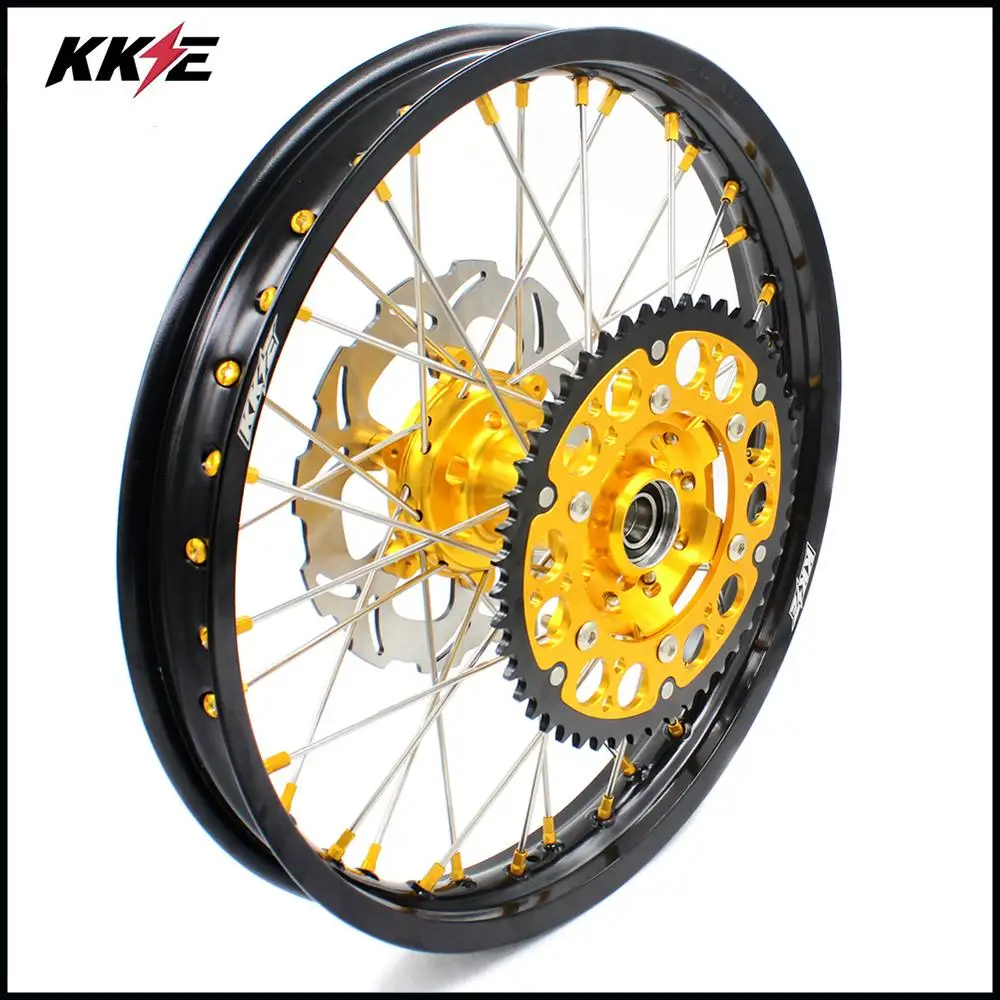 KKE 21/19 MX колеса Набор для SUZUKI RM125 RM250 1996-2000 внедорожные мотоциклетные диски Золотой ниппель задний диск 220 мм