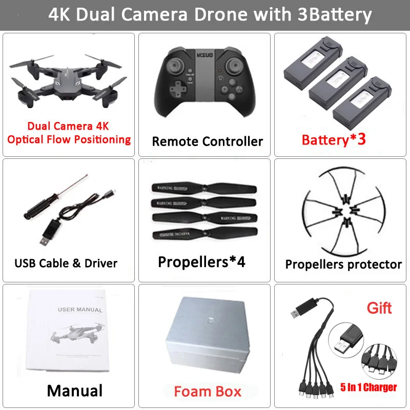 4K-3B-Foam Box Visuo XS816 Радиоуправляемый Дрон 4K 720P двойная камера wifi FPV Дроны для профессиональной съемки жестов VS XS809HW XS809S E58 SG106 - Цвет: 4K-3B-Foam Box