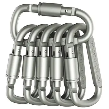 

6 pcs Aluminum Alloy D-ring Locking Carabiner Light but Strong-ABLD